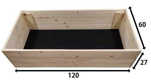 WARZYWNIAK ZIELNIK SKRZYNIA NA WARZYWA INSPEKT DREWNIANY 60x120 WYSOKI 27cm